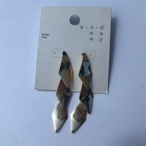 A New Day Dangling Diamond Shape Gold Earrings